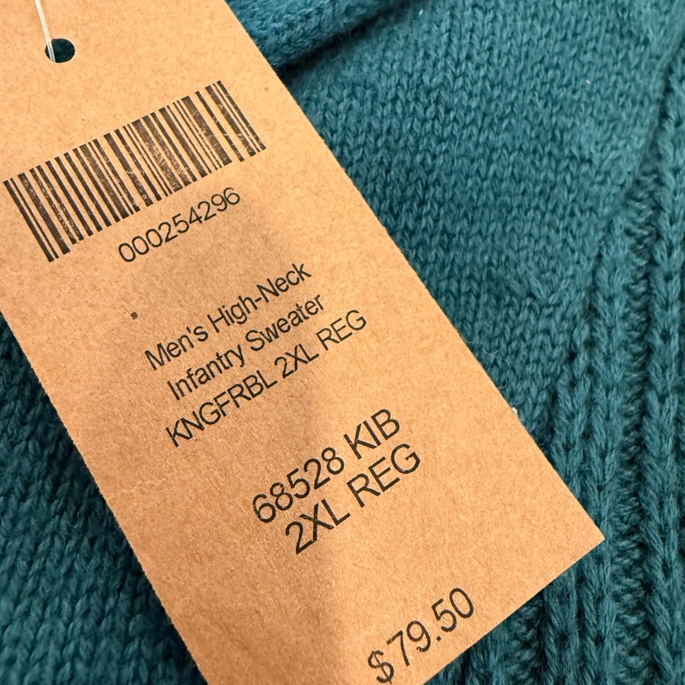 NWT Duluth Trading Shawl Collar Sweater 2XL Blue Green Cotton Wool Brigadier - Picture 7 of 9